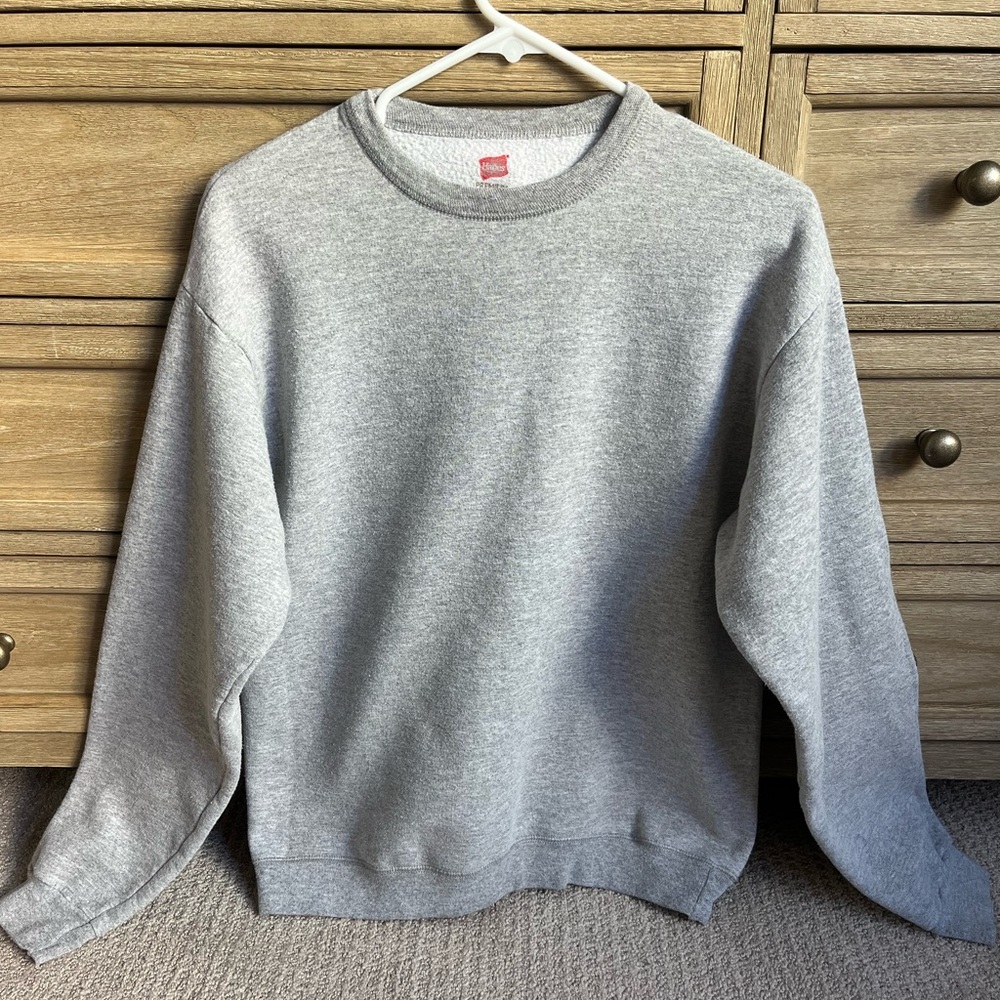 Hanes Light Gray Crewneck Sweater, Size Small
